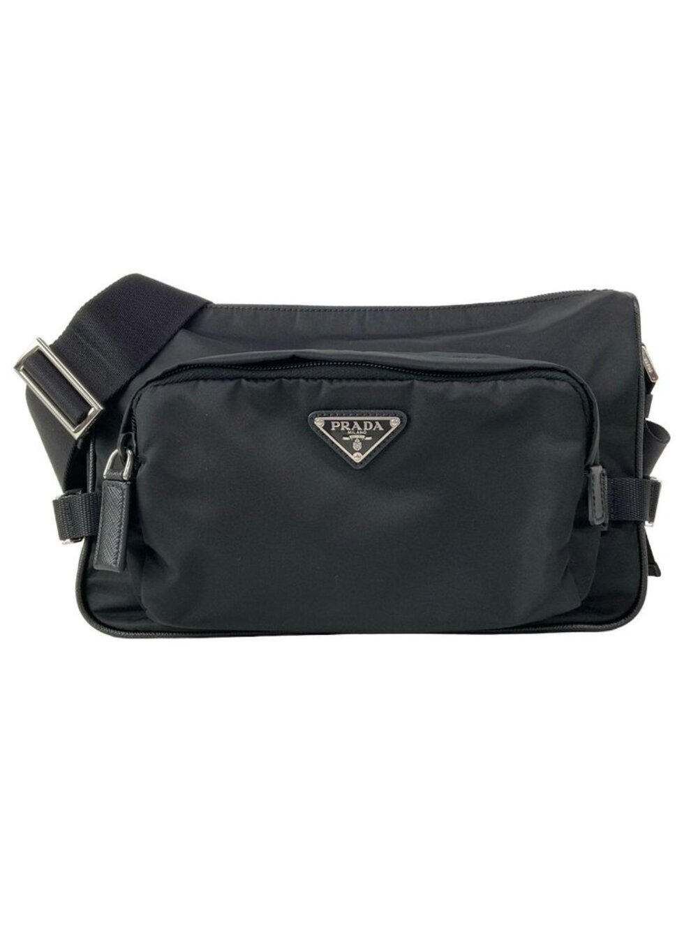 Prada Shoulder Bag Black Re-Nylon Triangle Logo